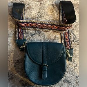 Ora Delphine Saddle Leather Crossbody Bag Emerald Green